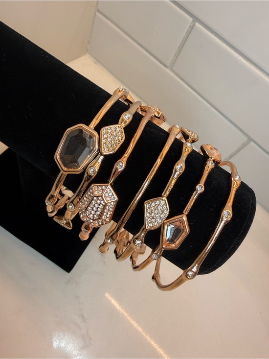Rj Graziano Jewelry - RJ Graziano Rose Gold Crystal Bangle Stack – 7 Piece Set